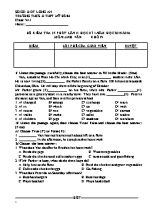Đề kiểm tra 15p lần 2 học kì I Tiếng anh lớp 9 - Năm học 2015-2016 - Trường THCS Mỹ Bình